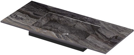 Ink Post Wastafel keramische slab envelop bak midden zonder kraangat 100x45x1 Venice brown glossy Zwart