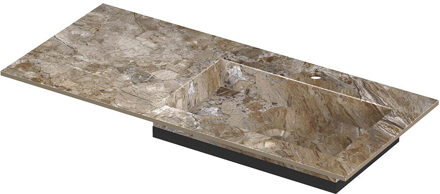 Ink Post Wastafel keramische slab envelop bak rechts met 1 kraangat 100x45x1 Earth glossy Bruin