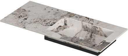 Ink Post Wastafel keramische slab envelop bak rechts met 1 kraangat 100x45x1 Island glossy Grijs