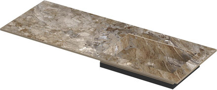 Ink Post Wastafel keramische slab envelop bak rechts met 1 kraangat 120x45x1 Earth glossy Bruin