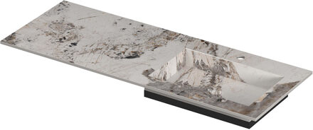 Ink Post Wastafel keramische slab envelop bak rechts met 1 kraangat 120x45x1 Island glossy Grijs