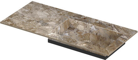 Ink Post Wastafel keramische slab envelop bak rechts zonder kraangat 100x45x1 Earth glossy Bruin