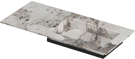 Ink Post Wastafel keramische slab envelop bak rechts zonder kraangat 100x45x1 Island glossy Grijs