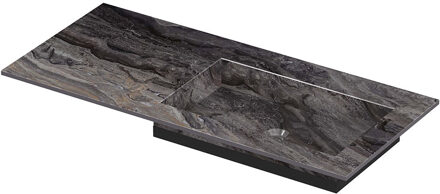 Ink Post Wastafel keramische slab envelop bak rechts zonder kraangat 100x45x1 Venice brown glossy Zwart
