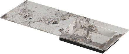 Ink Post Wastafel keramische slab envelop bak rechts zonder kraangat 120x45x1 Island glossy Grijs