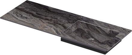 Ink Post Wastafel keramische slab envelop bak rechts zonder kraangat 120x45x1 Venice brown glossy Zwart
