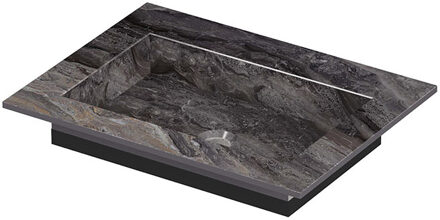 Ink Post Wastafel keramische slab envelop bak zonder kraangat 60x45x1 Venice brown glossy Zwart