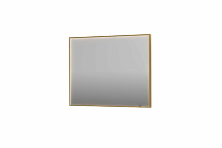 Ink SP19 spiegel - 100x4x80cm rechthoek in stalen kader incl dir LED - verwarming - color changing - dimbaar en schakelaar - geborsteld mat goud 8409067
