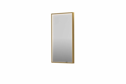 Ink SP19 spiegel - 40x4x80cm rechthoek in stalen kader incl dir LED - verwarming - color changing - dimbaar en schakelaar - geborsteld mat goud 8409007