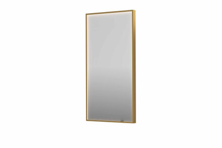 Ink SP19 spiegel - 50x4x100cm rechthoek in stalen kader incl dir LED - verwarming - color changing - dimbaar en schakelaar - geborsteld mat goud 8409017