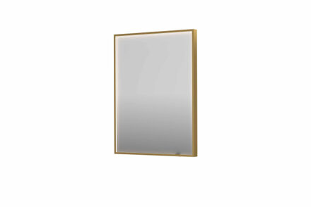 Ink SP19 spiegel - 60x4x80cm rechthoek in stalen kader incl dir LED - verwarming - color changing - dimbaar en schakelaar - geborsteld mat goud 8409027