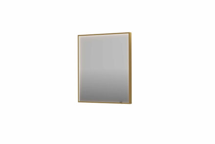 Ink SP19 spiegel - 70x4x80cm rechthoek in stalen kader incl dir LED - verwarming - color changing - dimbaar en schakelaar - geborsteld mat goud 8409037