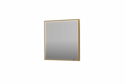 Ink SP19 spiegel - 80x4x80cm rechthoek in stalen kader incl dir LED - verwarming - color changing - dimbaar en schakelaar - geborsteld mat goud 8409047