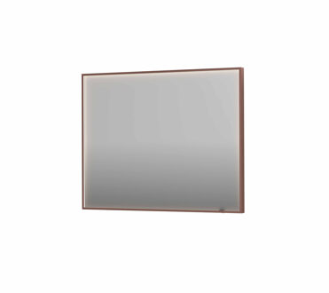 Ink Spiegel INK SP19 100x4x80 cm incl. direct LED-Verlichting Rondom en Spiegelverwarming Geborsteld Koper