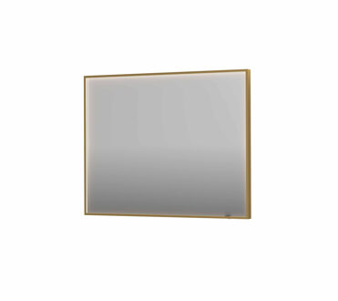 Ink Spiegel INK SP19 100x4x80 cm incl. direct LED-Verlichting Rondom en Spiegelverwarming Geborsteld Mat Goud