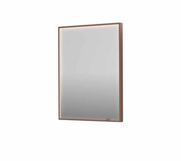 Ink Spiegel INK SP19 60x4x80 cm incl. direct LED-Verlichting Rondom en Spiegelverwarming Geborsteld Koper