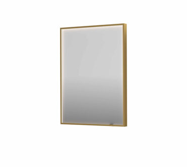 Ink Spiegel INK SP19 60x4x80 cm incl. direct LED-Verlichting Rondom en Spiegelverwarming Geborsteld Mat Goud
