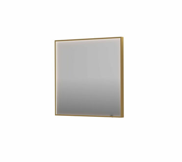 Ink Spiegel INK SP19 80x4x80 cm incl. direct LED-Verlichting Rondom en Spiegelverwarming Geborsteld Mat Goud