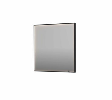 Ink Spiegel INK SP19 80x4x80 cm incl. direct LED-Verlichting Rondom en Spiegelverwarming Geborsteld Metal Black Gunmetal