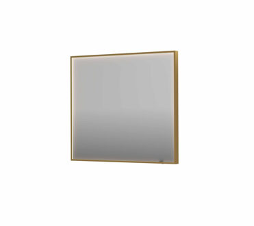 Ink Spiegel INK SP19 90x4x80 cm incl. direct LED-Verlichting Rondom en Spiegelverwarming Geborsteld Mat Goud