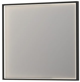 Ink Spiegel INK SP19 Rechthoek In Stalen Kader Met Indirecte Colour Changing LED Verlichting 90 x 4 x 80 cm Mat Zwart