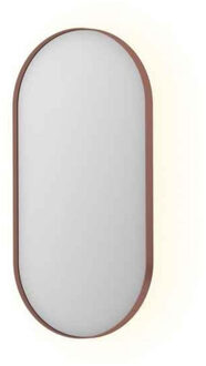 Ink Spiegel INK SP21 Ovaal In Stalen Kader 40 x 4 x 80 cm Met Color Changing LED Verlichting Geborsteld Koper
