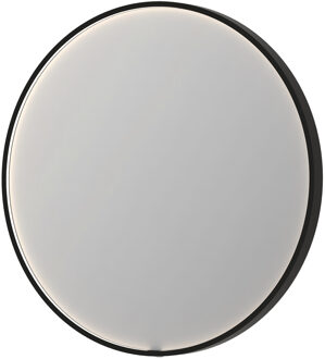 Ink Spiegel INK SP24 100x4x100 cm incl. direct LED-Verlichting Rondom en Spiegelverwarming Geborsteld Metal Black Gunmetal