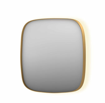 Ink Spiegel INK SP30 100x4x100 cm incl. Indirect LED-Verlichting Rondom en Spiegelverwarming Geborsteld Mat Goud