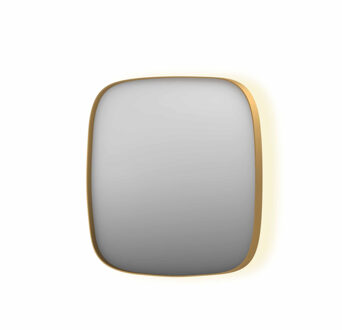 Ink Spiegel INK SP30 80x4x80 cm incl. Indirect LED-Verlichting Rondom en Spiegelverwarming Geborsteld Mat Goud