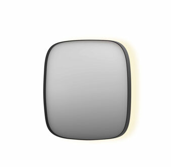 Ink Spiegel INK SP30 80x4x80 cm incl. Indirect LED-Verlichting Rondom en Spiegelverwarming Geborsteld Metal Black Gunmetal