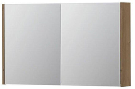 Ink SPK1 Spiegelkast - 100x14x60cm - 2 deuren - dubbelzijdige Spiegel - schakelaar en stopcontact - MDF Fineer Ash grey 1110672 Fineer Ash mat