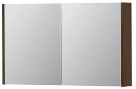 Ink SPK1 Spiegelkast - 100x14x60cm - 2 deuren - dubbelzijdige Spiegel - schakelaar en stopcontact - MDF Fineer Chocolate 1110673 Fineer Chocolate mat