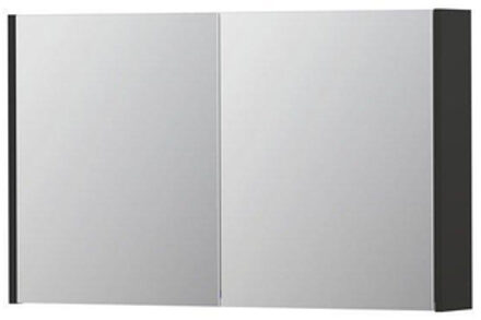 Ink SPK1 Spiegelkast - 100x14x60cm - 2 deuren - dubbelzijdige Spiegel - schakelaar en stopcontact - MDF lak antraciet mat 1110652