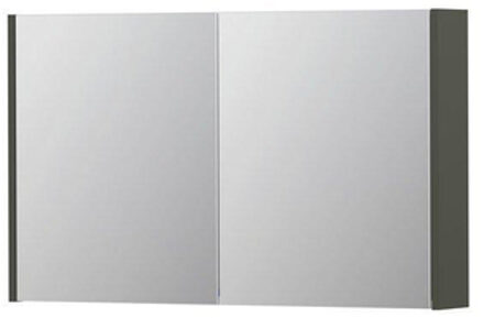 Ink SPK1 Spiegelkast - 100x14x60cm - 2 deuren - dubbelzijdige Spiegel - schakelaar en stopcontact - MDF lak Mat beton groen 1110675 Beton mat