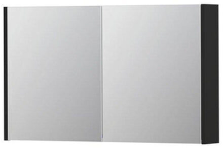Ink SPK1 Spiegelkast - 100x14x60cm - 2 deuren - dubbelzijdige Spiegel - schakelaar en stopcontact - MDF lak zwart mat 1110655