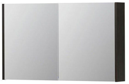 Ink SPK1 Spiegelkast - 100x14x60cm - 2 deuren - dubbelzijdige Spiegel - schakelaar en stopcontact - MFC Intens eiken 1110669 Intens eiken mat