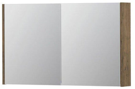 Ink SPK1 Spiegelkast - 100x14x60cm - 2 deuren - dubbelzijdige Spiegel - schakelaar en stopcontact - MFC Naturel eiken 1110660 Naturel Eiken mat
