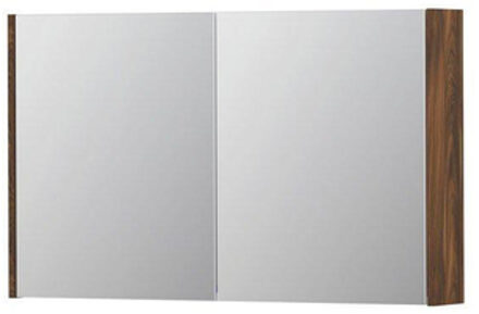 Ink SPK1 Spiegelkast - 100x14x60cm - 2 deuren - dubbelzijdige Spiegel - schakelaar en stopcontact - MFC Noten 1110664 Noten (Bruin) mat