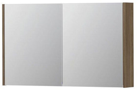 Ink SPK1 Spiegelkast - 100x14x60cm - 2 deuren - dubbelzijdige Spiegel - schakelaar en stopcontact - MFC Zuiver eiken 1110670 Zuiver Eiken mat