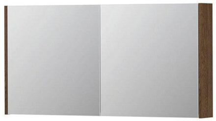 Ink SPK1 Spiegelkast - 120x14x60cm - 2 deuren - dubbelzijdige Spiegel - schakelaar en stopcontact - eiken Massief eiken Chocolate 1110727 Massief Eiken mat