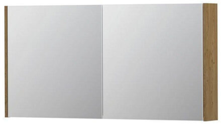 Ink SPK1 Spiegelkast - 120x14x60cm - 2 deuren - dubbelzijdige Spiegel - schakelaar en stopcontact - MDF Fineer Natur 1110721 Fineer Natur mat