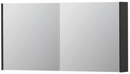 Ink SPK1 Spiegelkast - 120x14x60cm - 2 deuren - dubbelzijdige Spiegel - schakelaar en stopcontact - MDF lak antraciet mat 1110702