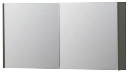 Ink SPK1 Spiegelkast - 120x14x60cm - 2 deuren - dubbelzijdige Spiegel - schakelaar en stopcontact - MDF lak Mat beton groen 1110725 Beton mat