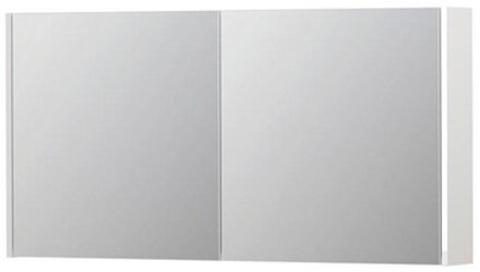 Ink SPK1 Spiegelkast - 120x14x60cm - 2 deuren - dubbelzijdige Spiegel - schakelaar en stopcontact - MDF lak wit hoogglans 1110706