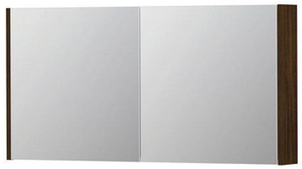 Ink SPK1 Spiegelkast - 120x14x60cm - 2 deuren - dubbelzijdige Spiegel - schakelaar en stopcontact - MFC Koper eiken 1110717 Koper Eiken mat