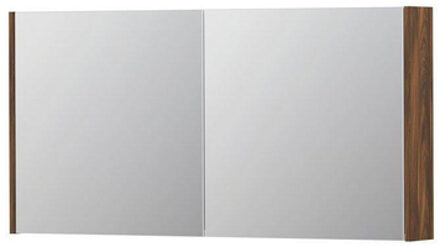 Ink SPK1 Spiegelkast - 120x14x60cm - 2 deuren - dubbelzijdige Spiegel - schakelaar en stopcontact - MFC Noten 1110714 Noten (Bruin) mat