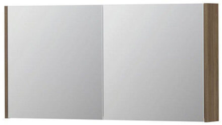 Ink SPK1 Spiegelkast - 120x14x60cm - 2 deuren - dubbelzijdige Spiegel - schakelaar en stopcontact - MFC Zuiver eiken 1110720 Zuiver Eiken mat