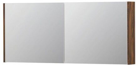Ink SPK1 Spiegelkast - 140x14x60cm - 2 deuren - dubbelzijdige Spiegel - schakelaar en stopcontact - MFC Noten 1110764 Noten (Bruin) mat