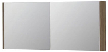 Ink SPK1 Spiegelkast - 140x14x60cm - 2 deuren - dubbelzijdige Spiegel - schakelaar en stopcontact - MFC Zuiver eiken 1110770 Zuiver Eiken mat