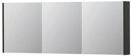 Ink SPK1 Spiegelkast - 160x14x60cm - 3 deuren - dubbelzijdige Spiegel - schakelaar en stopcontact - MDF lak antraciet mat 1110802